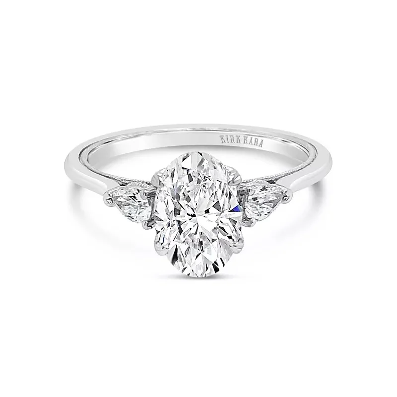 Minimal Design Engagement Rings -Three Stone Pear Diamond Engagement Ring Setting