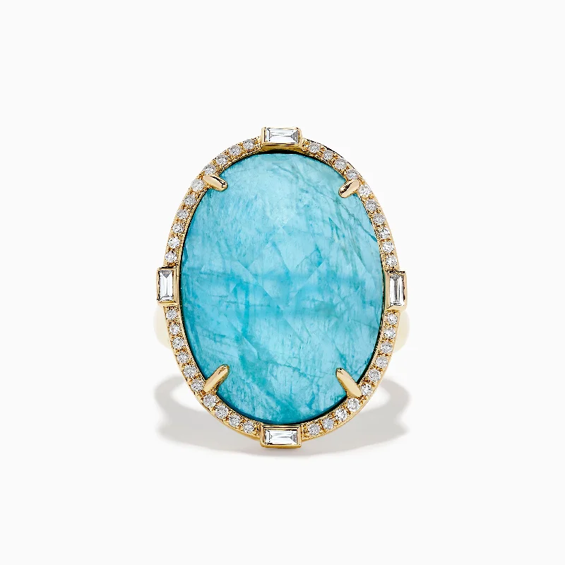 Multicolor Rings -14K Yellow Gold Apatite and Diamond Ring