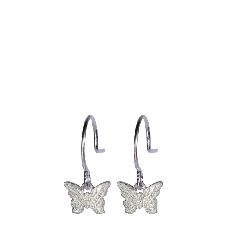 Wooden Earrings -Sterling Silver Small Paisley Butterfly Earrings