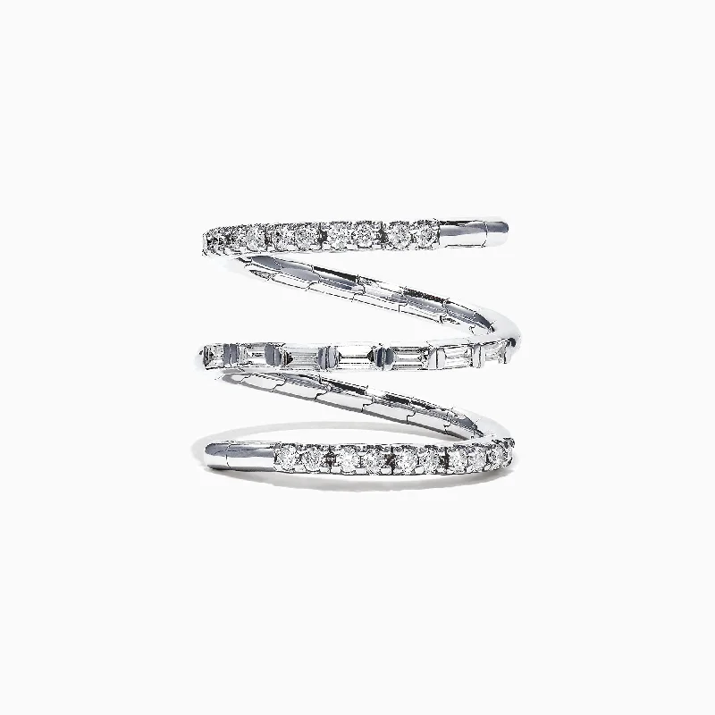 Feather Rings -Classique 14K White Gold Diamond Wrap Ring, 0.52 TCW