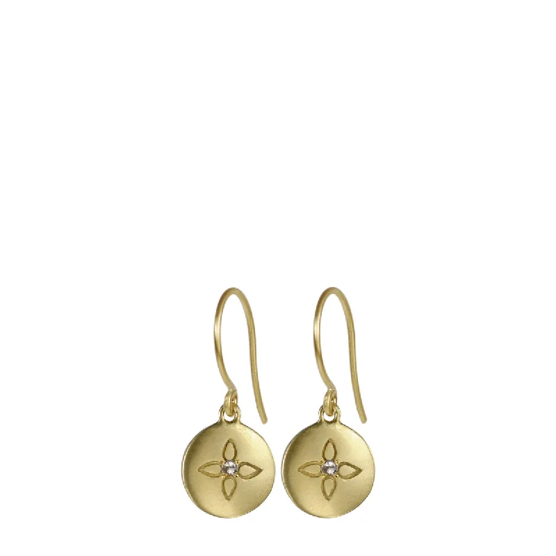 Multicolor Earrings -18K Gold Lotus Drop Earrings with Diamonds