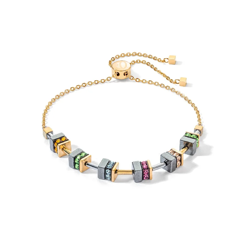 Ladies Bracelets with Teal Chrysocolla-Coeur De Lion Sparkling Classic Gold Multicolour Chain Bracelet