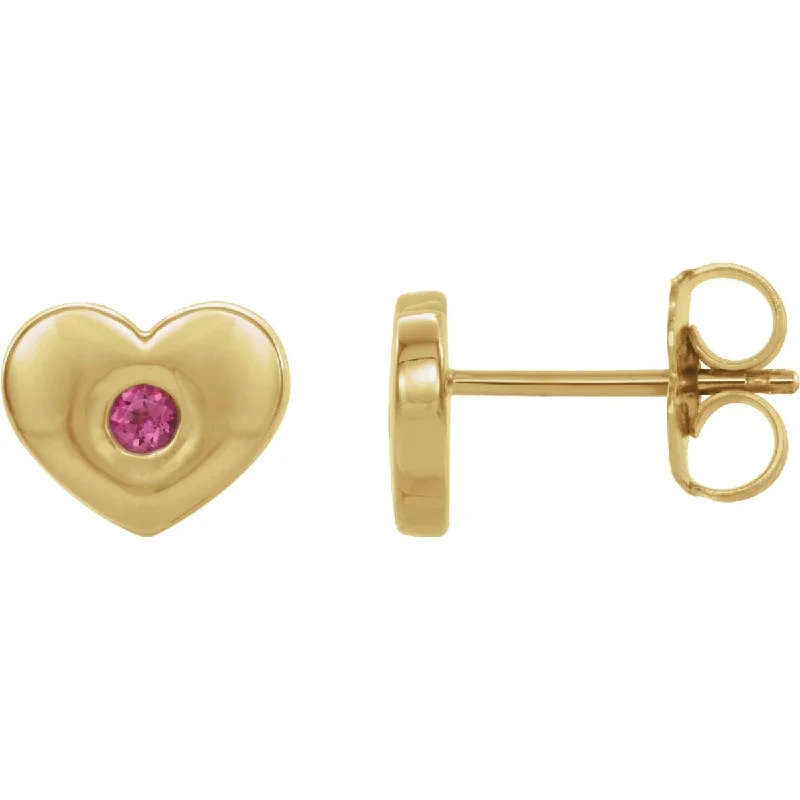 Fringe Earrings -14KT GOLD 0.08 CTW PINK TOURMALINE HEART EARRINGS