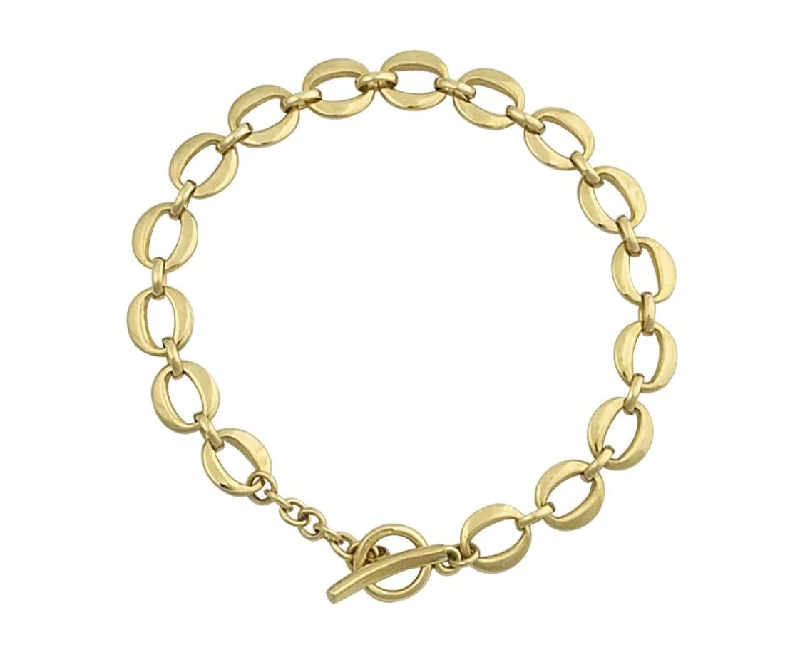 Ladies Bracelets with Love Charm-9ct Gold Echo Oval Links Bracelet