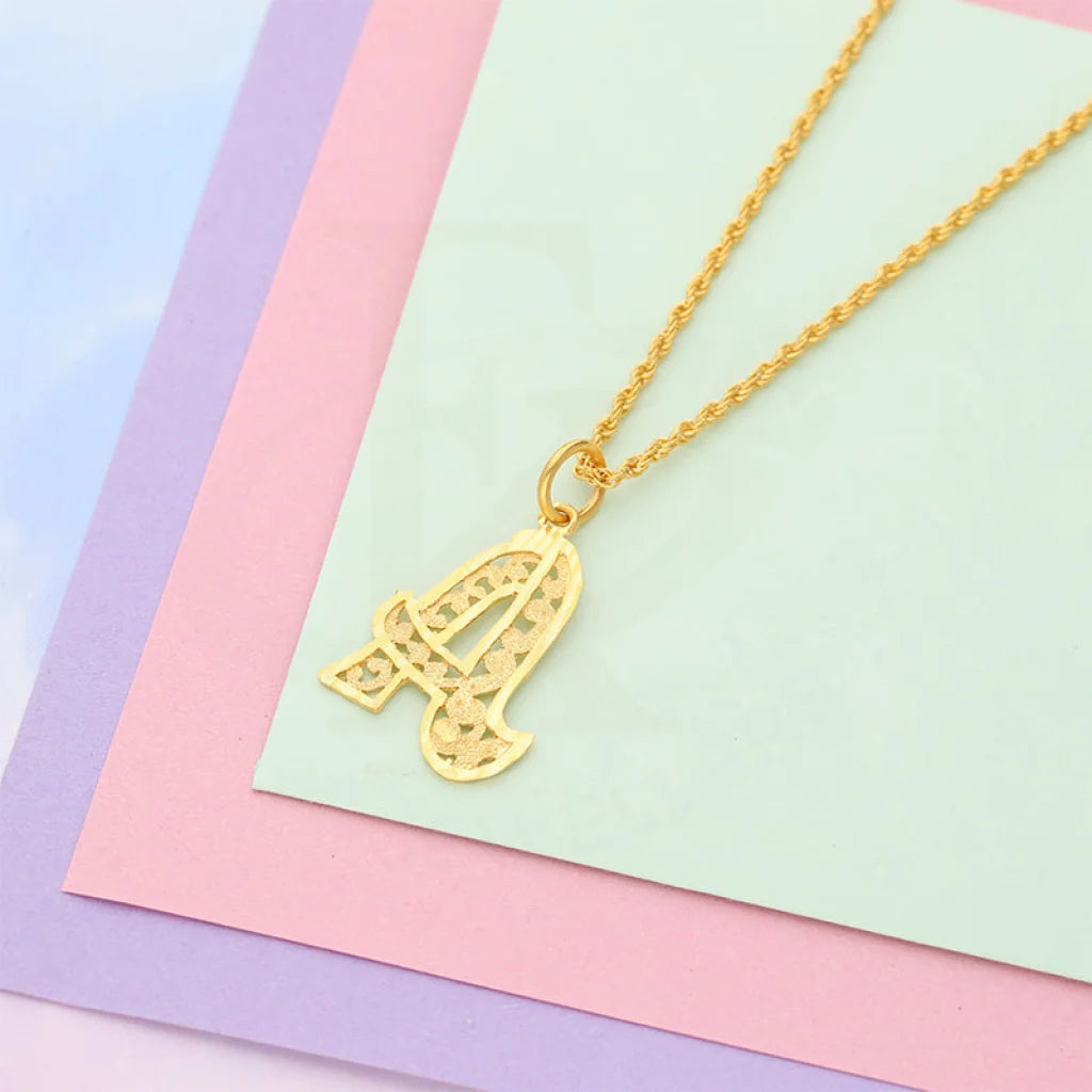 Ladies Necklaces Bold Colors-Gold Necklace (Chain With Alphabet Pendant) 21KT - FKJNKL21K5131