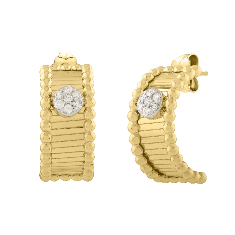 Team Earrings -14K Pallina Diamond Half Moon Earrings