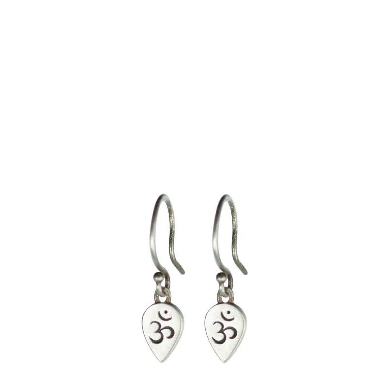 Gold Earrings -Sterling Silver Om Teardrop Earrings