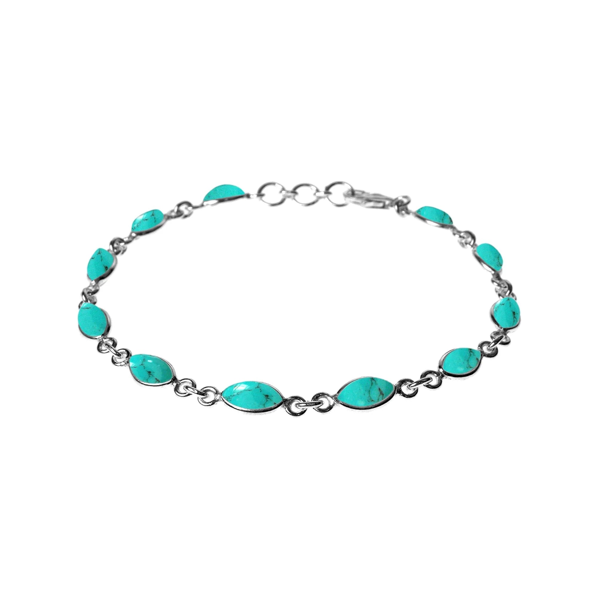 Ladies Bracelets with White Thaumasite-Marquise Turquoise Bracelet