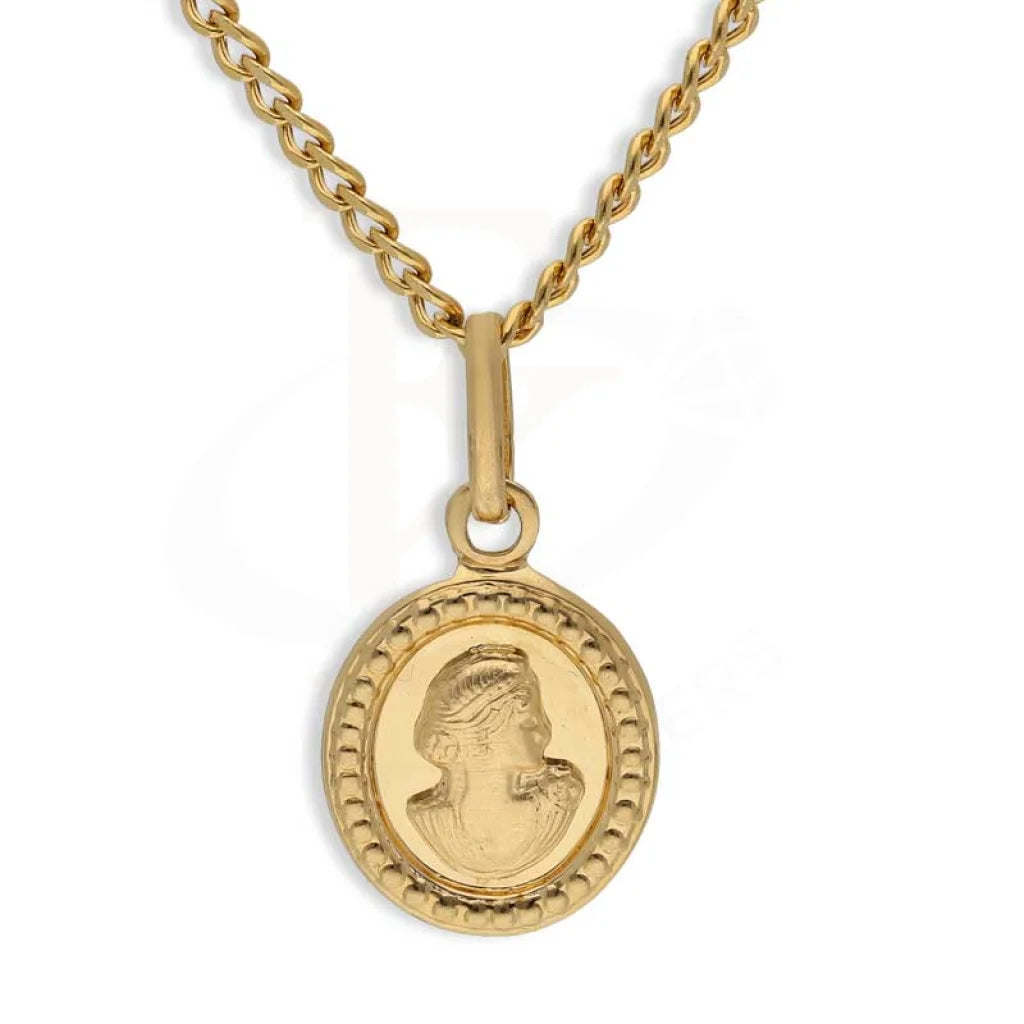 Ladies Necklaces with Jeremejevite-Gold Necklace (Chain With Queen Oval Shaped Pendant) 18KT - FKJNKL18K2993