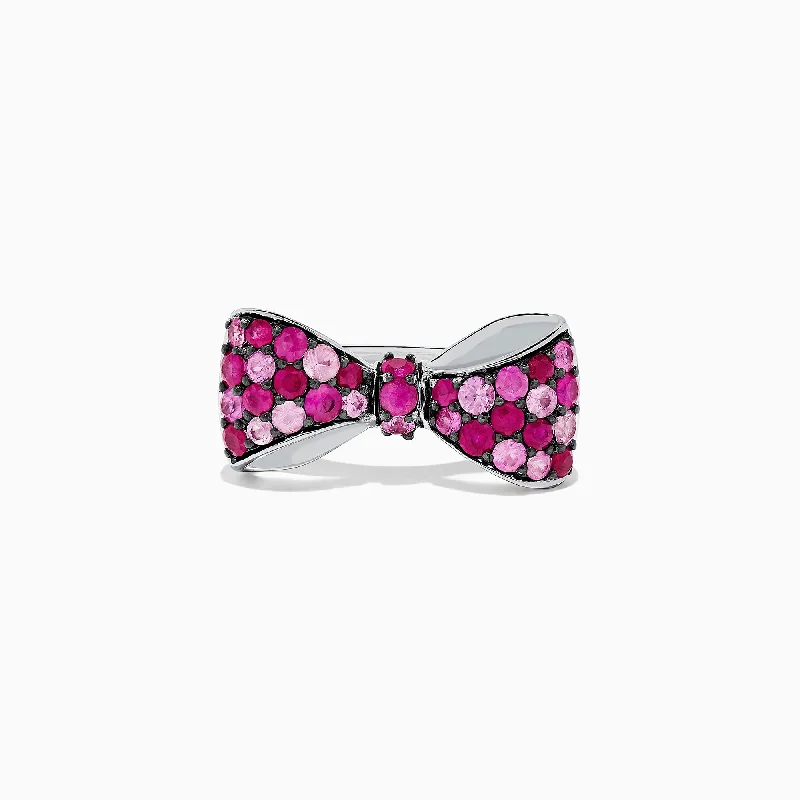 Agate Rings -925 Sterling Silver Ruby and Pink Sapphire Splash Bowtie Ring, 1.80 TCW