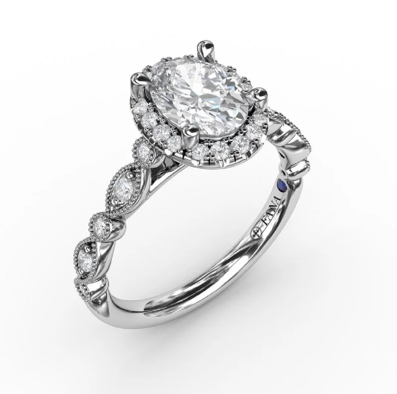 Romantic Style Engagement Rings -Fana Classic Diamond Engagement Ring with Detailed Milgrain Band 3065