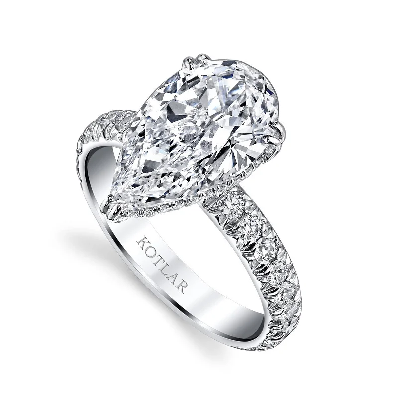 Loud Statement Engagement Rings -Platinum French Cut Diamond Engagement Ring