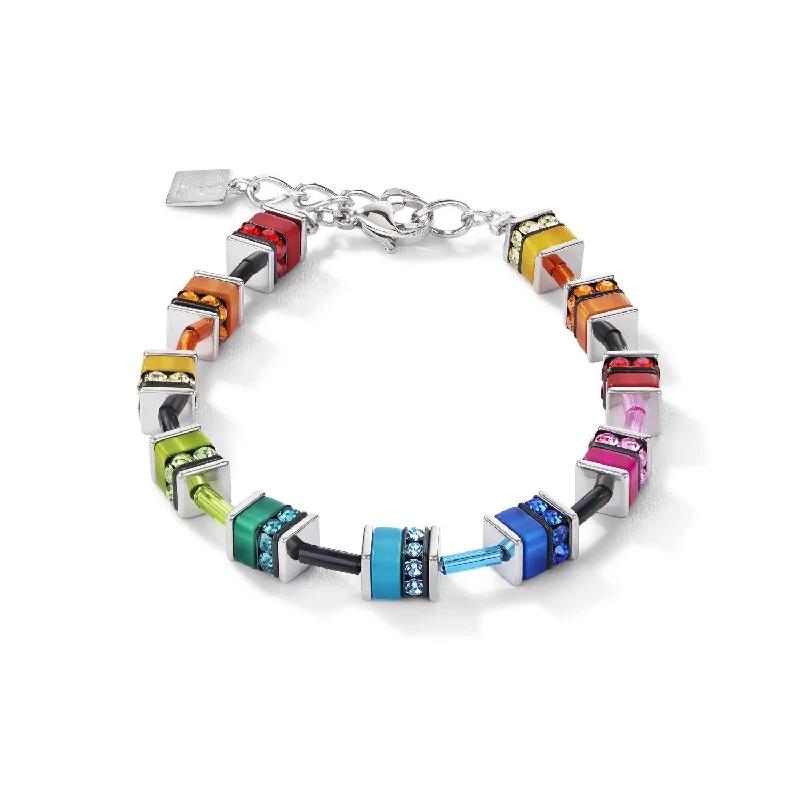 Ladies Bracelets with White Colemanite-Coeur De Lion Multicolour Swarovski® Crystals GeoCUBE Bracelet