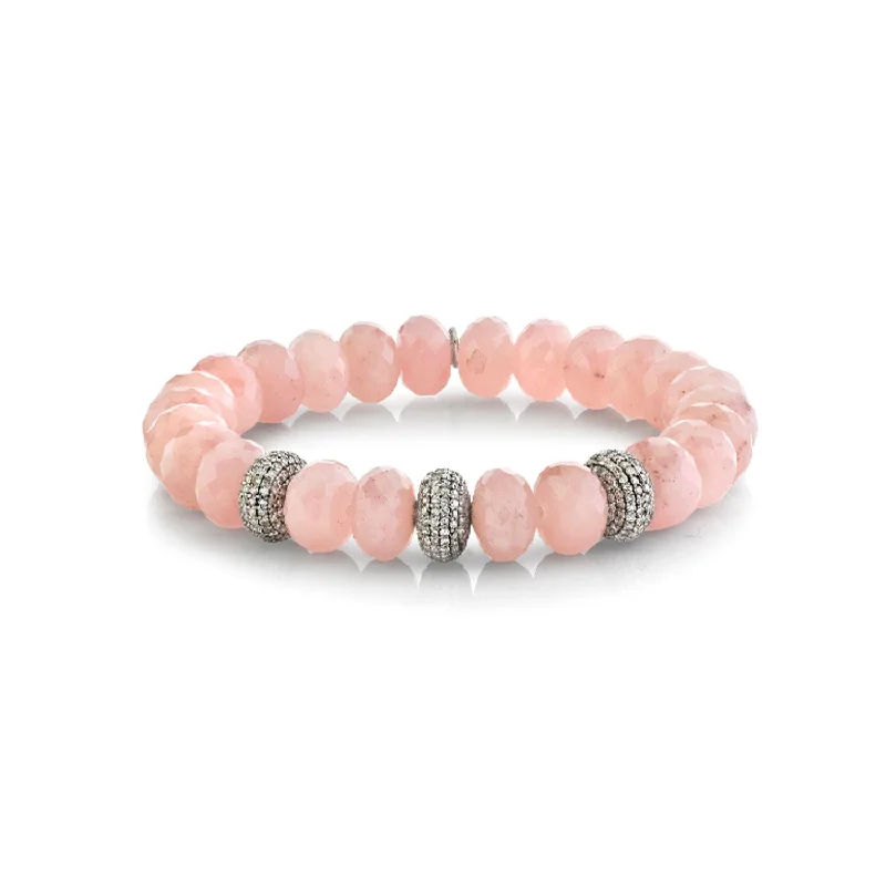 Ladies Bracelets for Change Makers-Guava Quartz Bracelet with 3 Diamond Donuts  B0001809