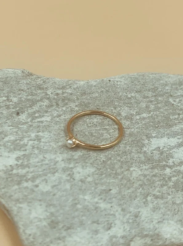 Affordable Rings -Moondrop Seed Pearl Ring | 18kt Solid Gold