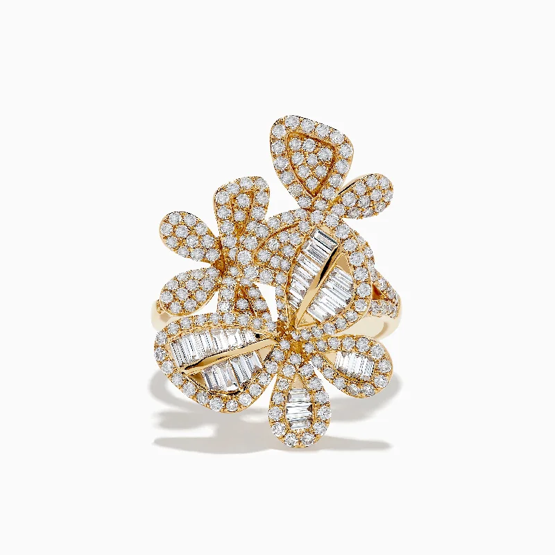 Retro Rings -14K Yellow Gold Butterfly Diamond Ring