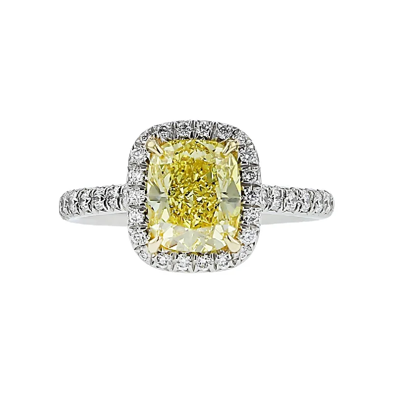 Six-Prong Engagement Rings -Tiffany Fancy Vivid Yellow Diamond Engagement Ring