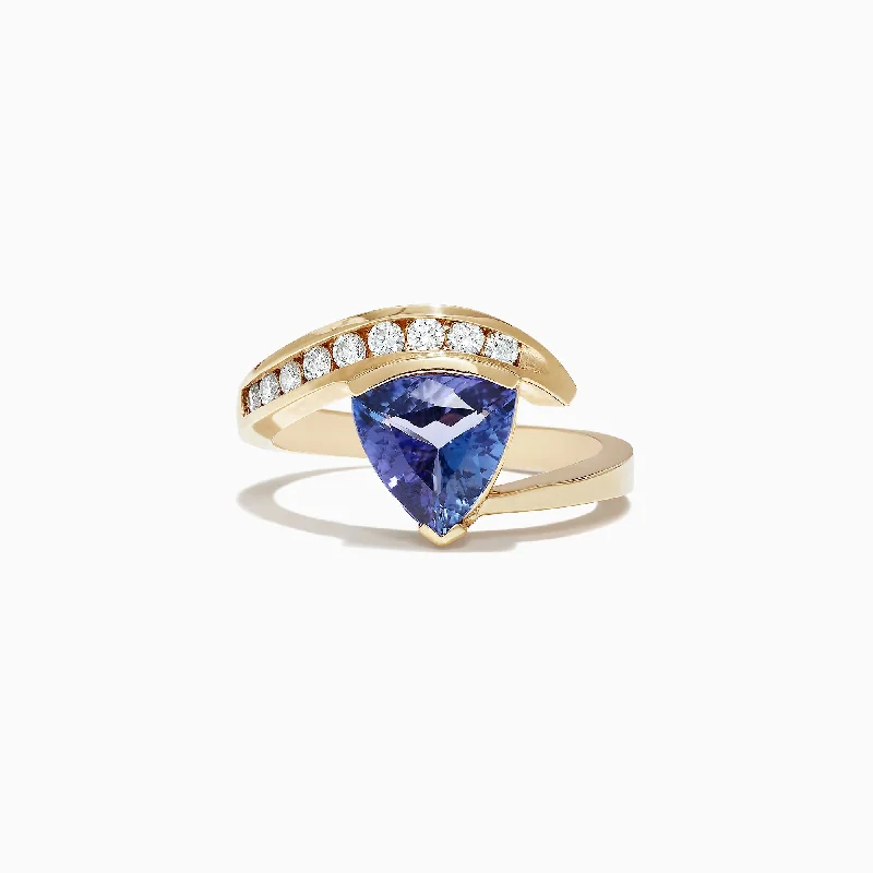 Galaxy Rings -Nahla Siri 14K Yellow Gold Trillion Tanzanite and Diamond Ring, 1.88 TCW