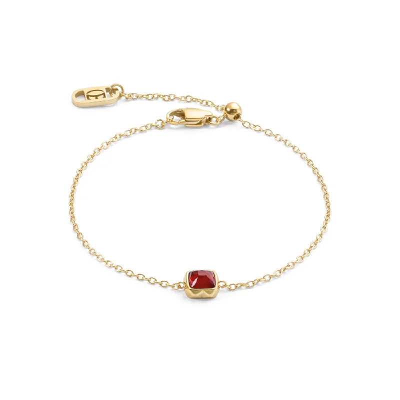 Ladies Bracelets for Change Makers-Coeur De Lion Gold January Birthstone Red Agate Bracelet