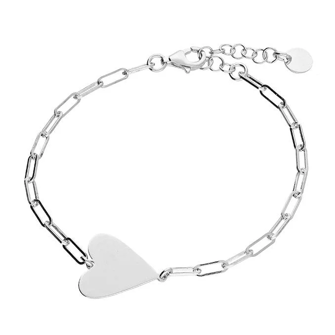 Ladies Bracelets Nature Theme-Silver Chain Link Heart Bracelet