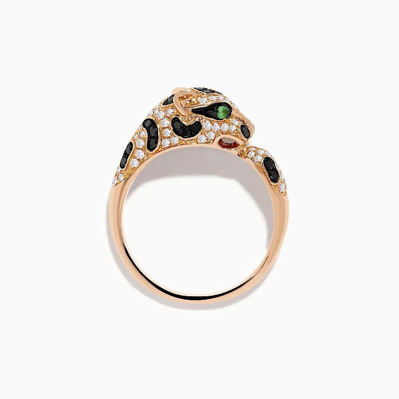 Travel Rings -Signature 14K Rose Gold Diamond and Garnet Panther Ring, 0.56 TCW