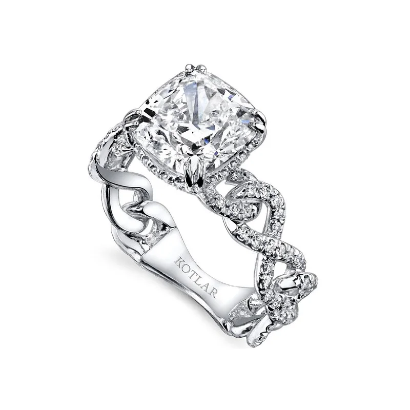 Starry Night Engagement Rings -Platinum Cushion Diamond Chantilly Engagement Ring