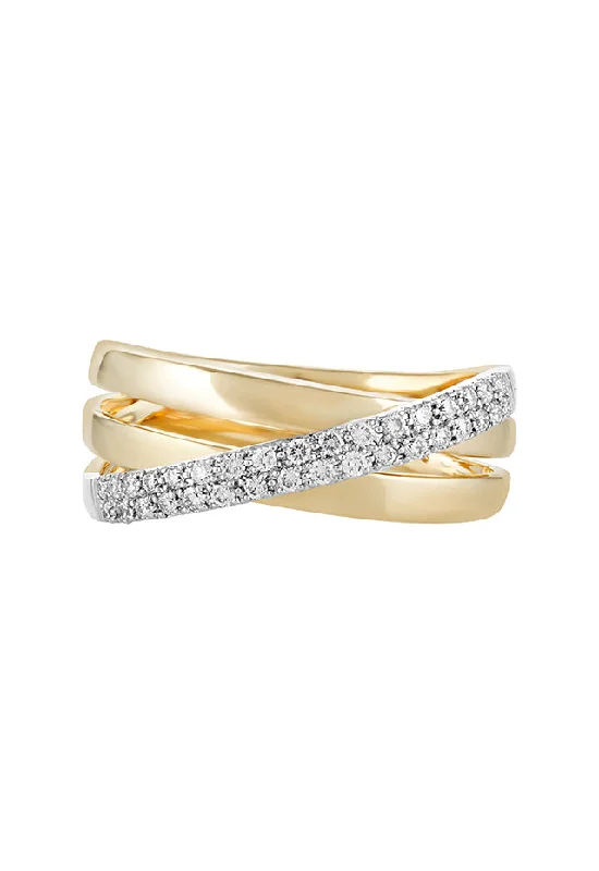 Love Rings -Duo 14K White and Yellow Gold Diamond Crossover Ring, 0.24 TCW