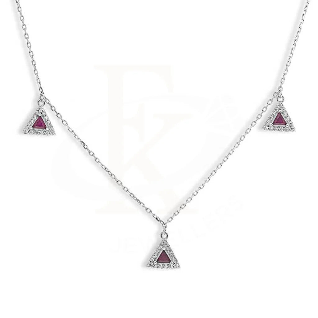 Ladies Necklaces with Sapphire-Sterling Silver 925 Solitaires Necklace - FKJNKLSL2883