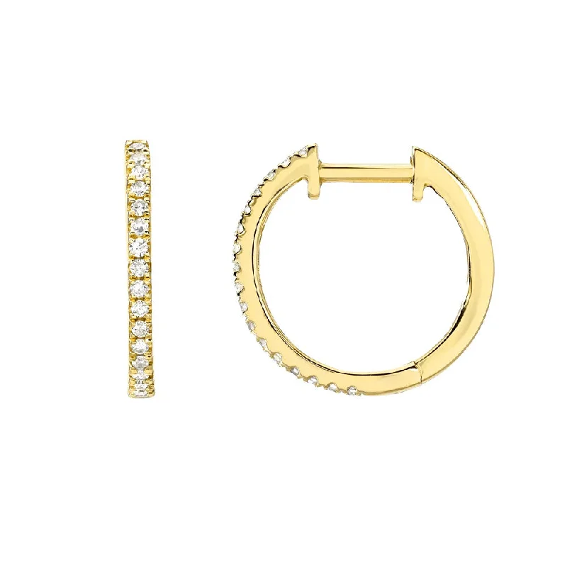 Topaz Earrings -Diamond Huggie Earrings in Yellow Gold