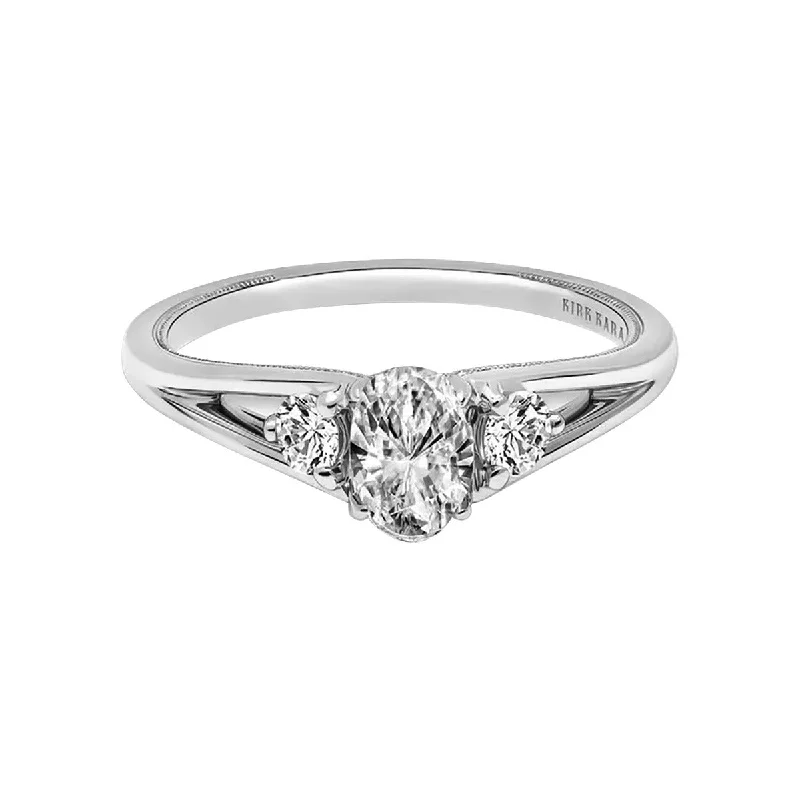 Abstract Style Engagement Rings -Split Shank Three Stone Diamond Engagement Ring Setting