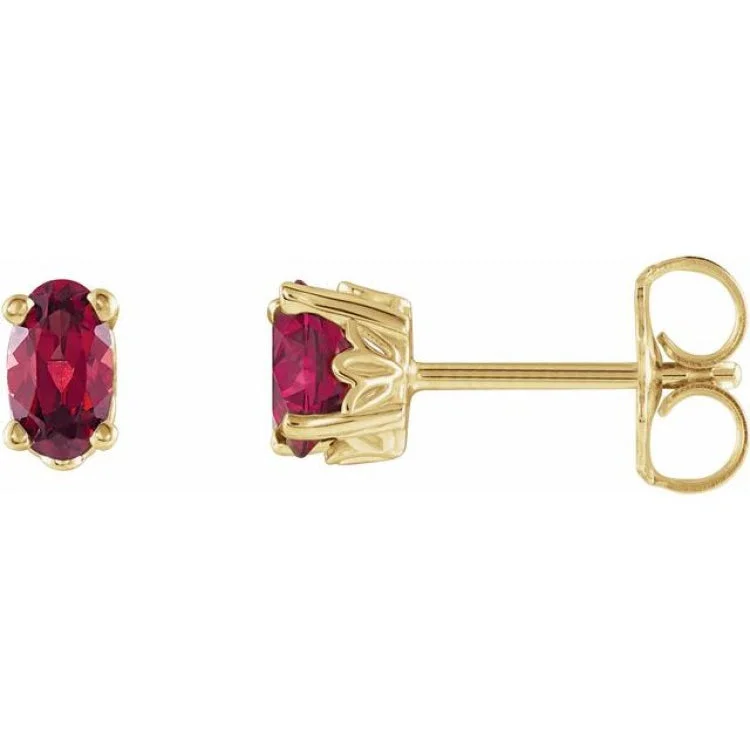 Industrial Earrings -14K Yellow Natural Mozambique Garnet Earrings