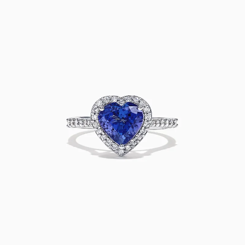 Opal Rings -Nahla Siri 14K White Gold Tanzanite and Diamond Heart Ring, 2.38 TCW