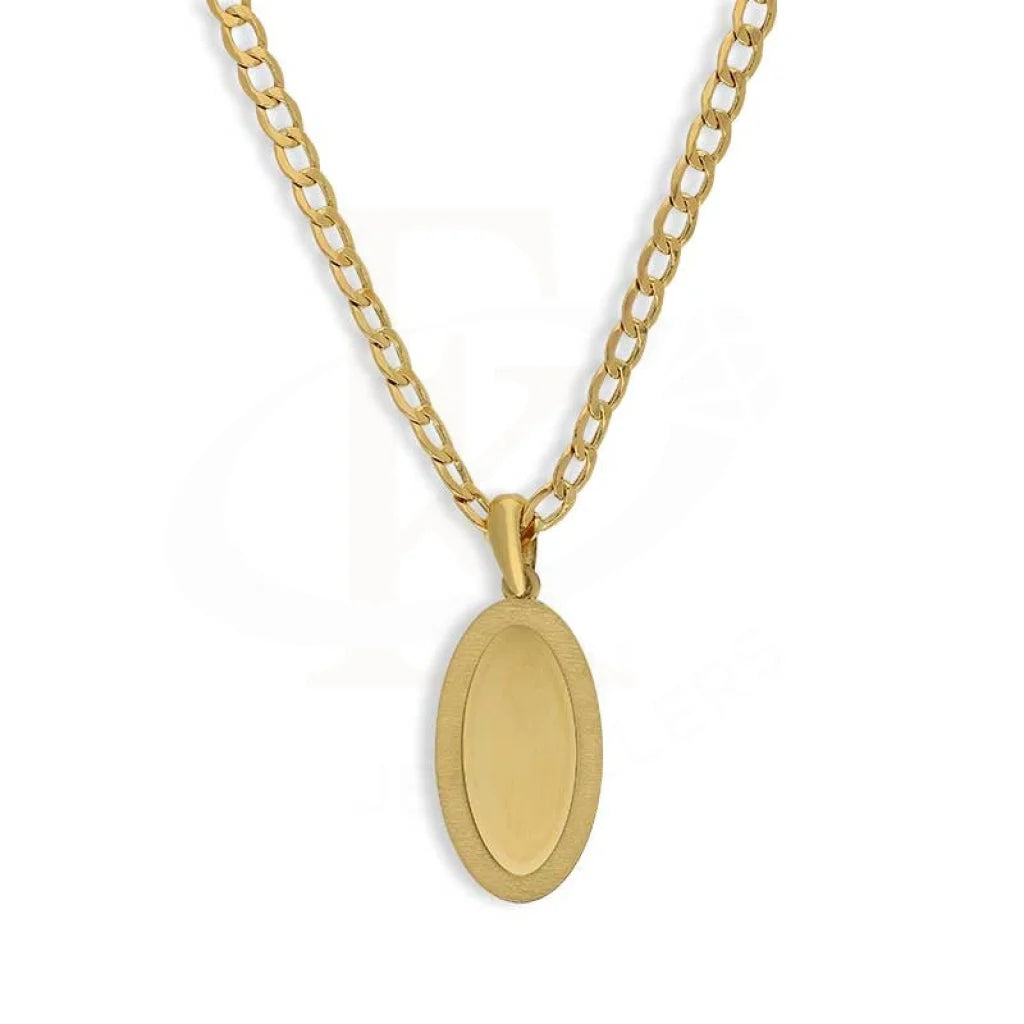 Ladies Necklaces with Agate-Gold Necklace (Chain With Oval Shaped Pendant) 18KT - FKJNKL18K3147