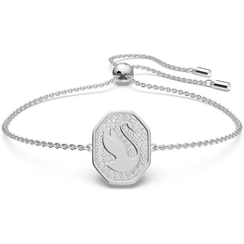 Ladies Bracelets Lunar Charm-Swarovski Women's Bracelet - Signum Swan Rhodium Plated White Crystal | 5621099