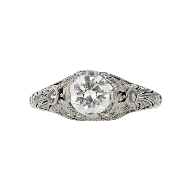 Industrial Style Engagement Rings -Platinum Diamond Solitaire Engagement Ring