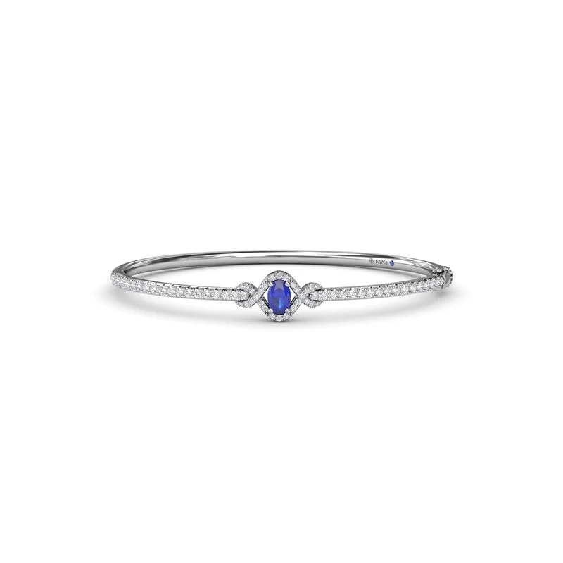 Ladies Bracelets Dual Layer-Love Knot Sapphire and Diamond Bangle Bracelet BB1884S