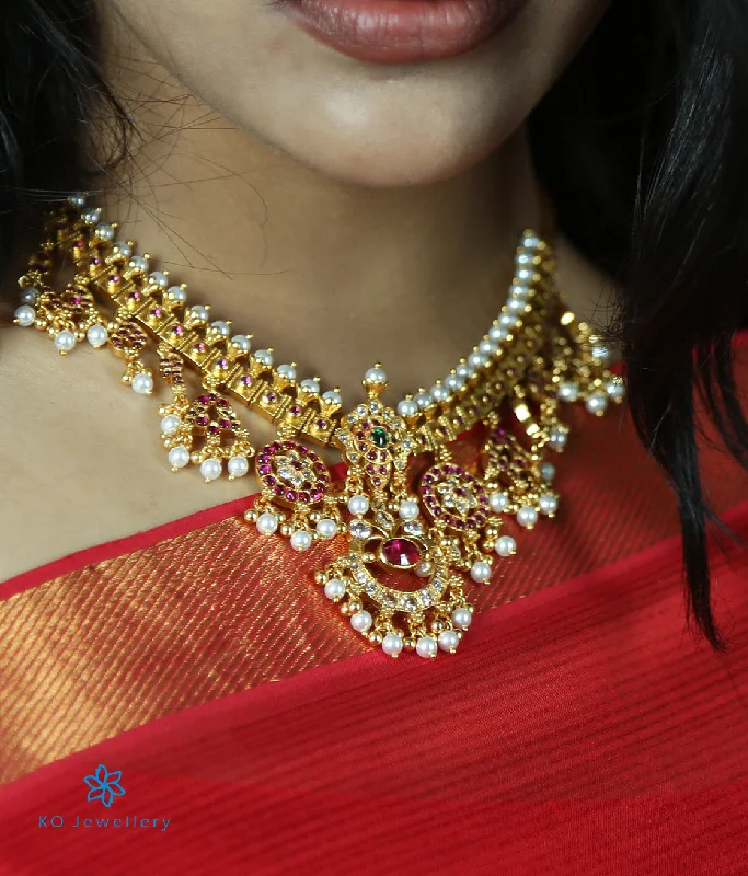 Ladies Necklaces for Moms-The Dhruvika Silver Guttapusalu Necklace