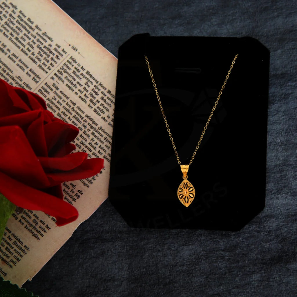 Ladies Necklaces Silver Chain-Gold Necklace (Chain with Flowercut Pendant) 21KT - FKJNKL21KM8400