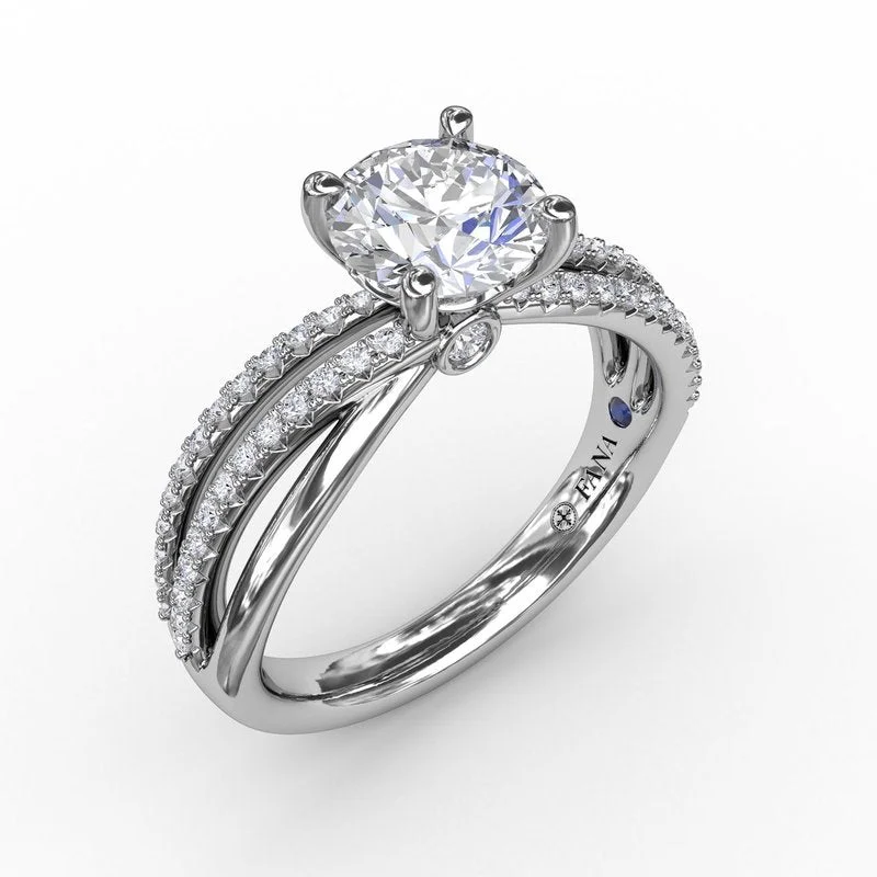 Celestial Stone Engagement Rings -Fana Contemporary Solitaire Diamond Engagement Ring With Multi-Row Split Shank S3114