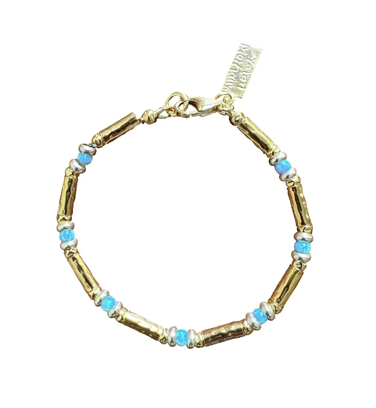 Ladies Bracelets Triple Strand-Yaron Morhaim 14k Goldfill Opal Bracelet