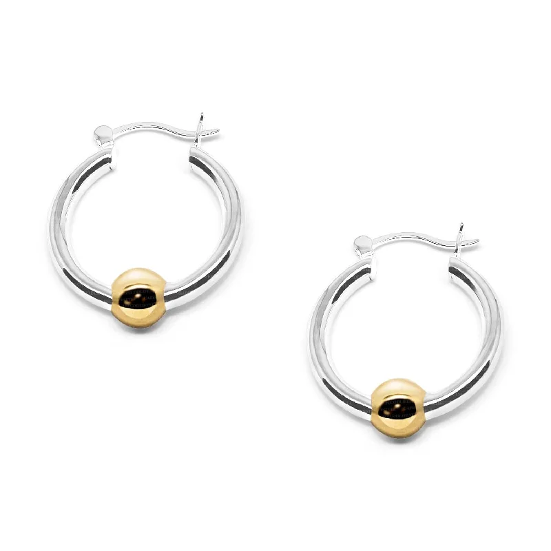 Triangle Earrings -Cape Cod Ball Earrings in Sterling Silver with a 14K Yellow Gold Ball