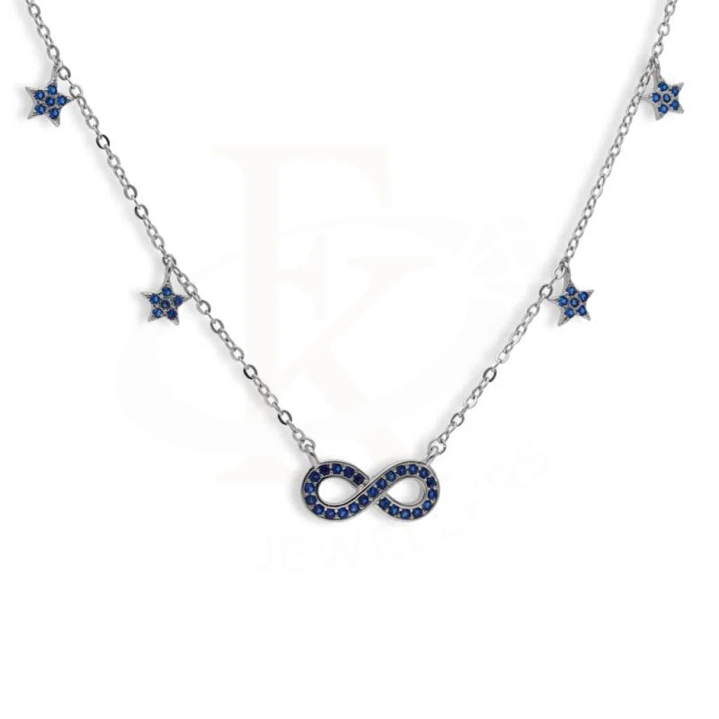 Ladies Necklaces for Photographers-Sterling Silver 925 Infinity and Stars Shaped Necklace - FKJNKLSL2969