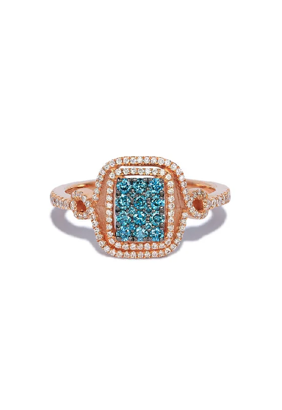 Pearl Rings -Bella Bleu 14K Rose Gold Blue and White Diamond Ring, 0.52 TCW