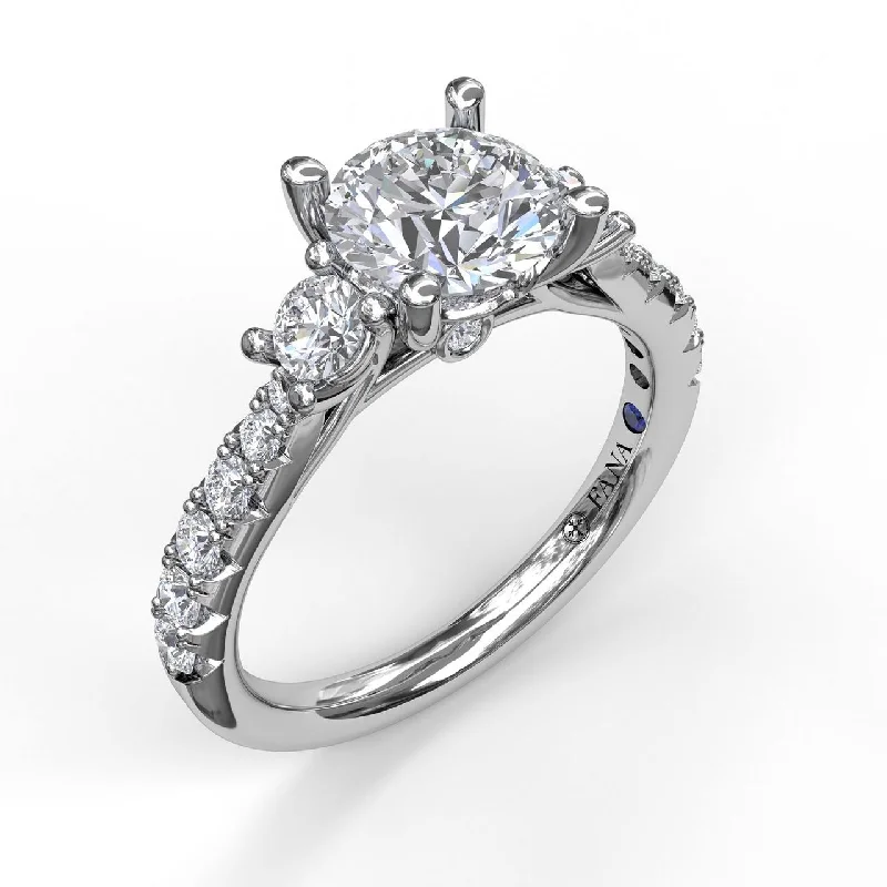 Gothic Style Engagement Rings -Fana Three Stone With Pave Engagement Ring 3921