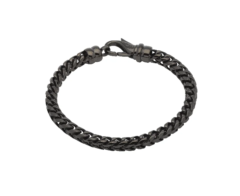 Ladies Bracelets with Pink Petalite-Unique & Co Gunmetal Stainless Steel Spiga Bracelet