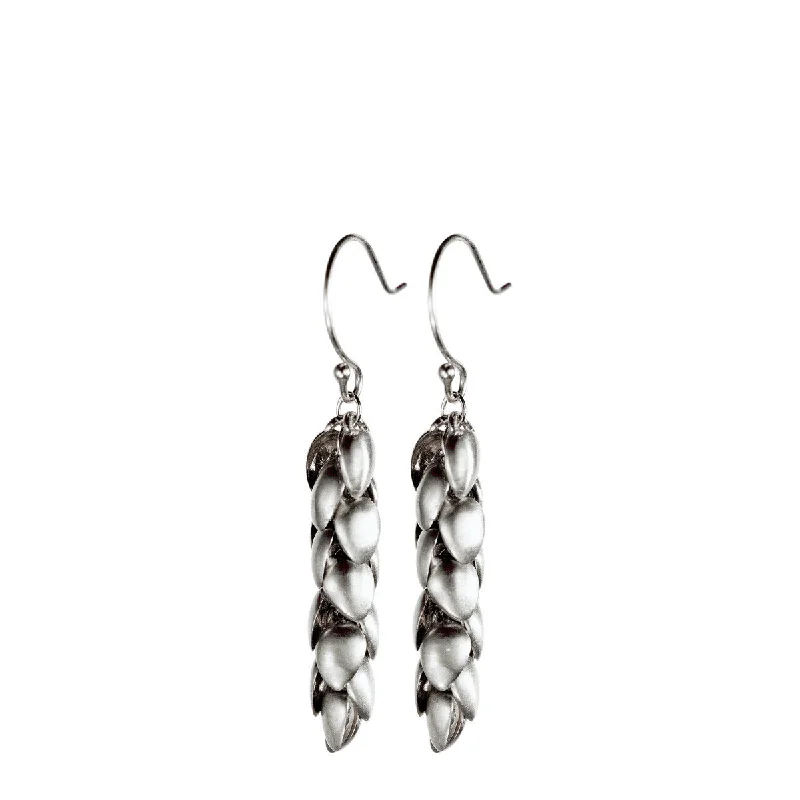 Casual Earrings -Sterling Silver Long Acorn Pod Earrings