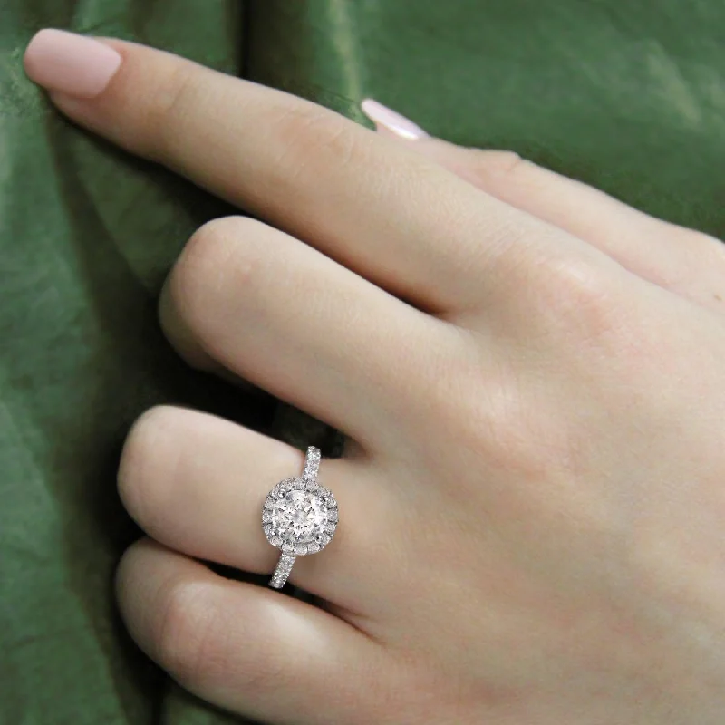 Shell Rings -" The Chelsea" Halo Semi-Mount Diamond Ring