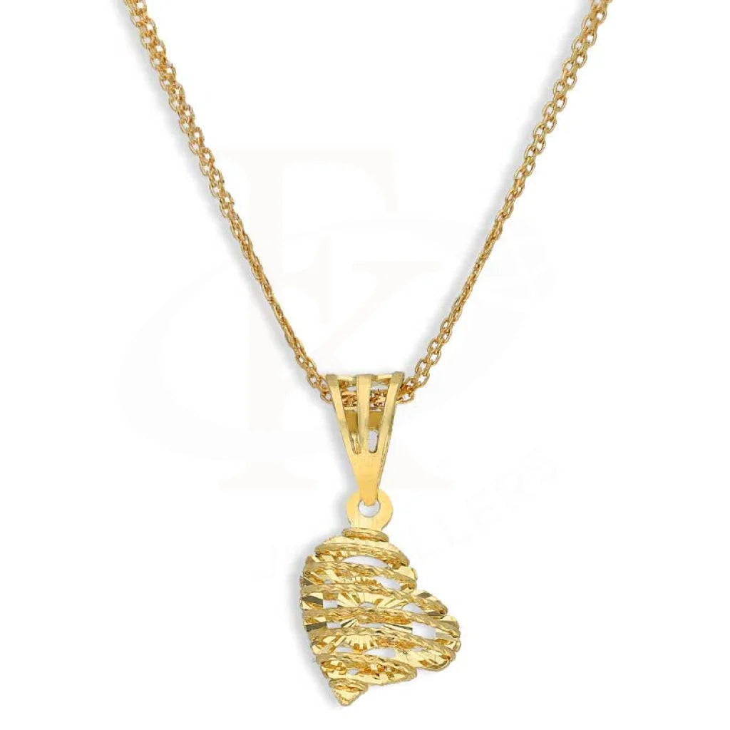 Ladies Necklaces Geometric Shape-Gold Necklace (Chain with Heart Shaped Pendant) 18KT - FKJNKL18K2821