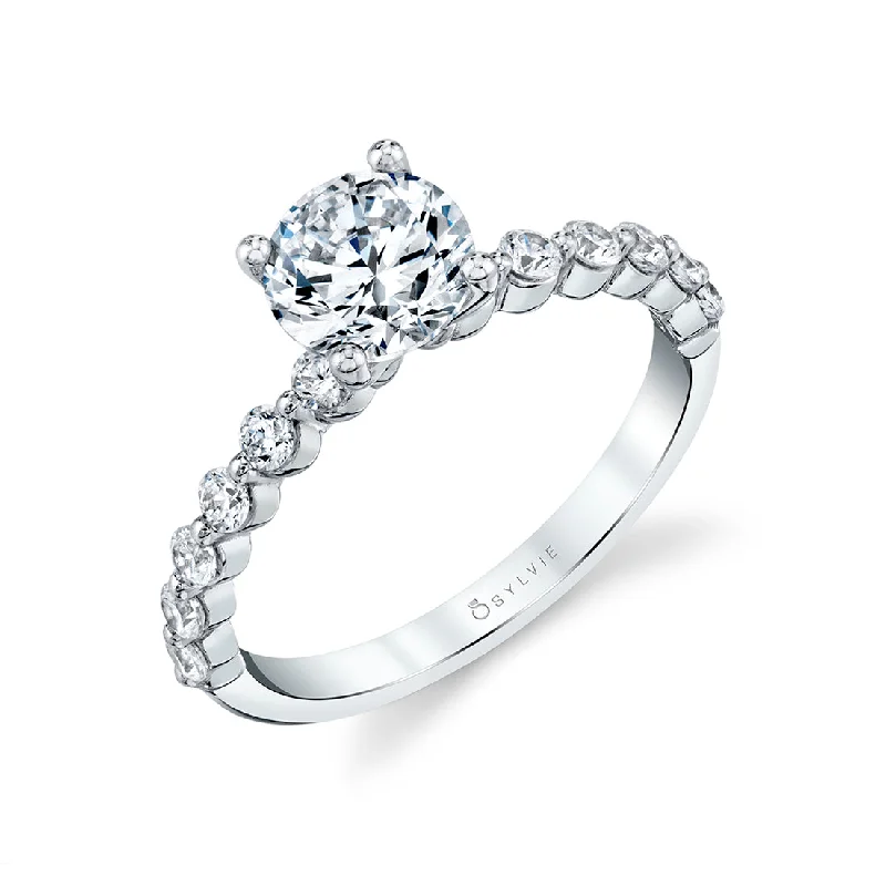 Braided Style Engagement Rings -Sylvie Round Solitaire Engagement Ring S1P12