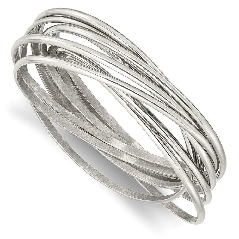 Ladies Bracelets Polished Shine-Stainless Steel Intertwined Bangle Bracelet